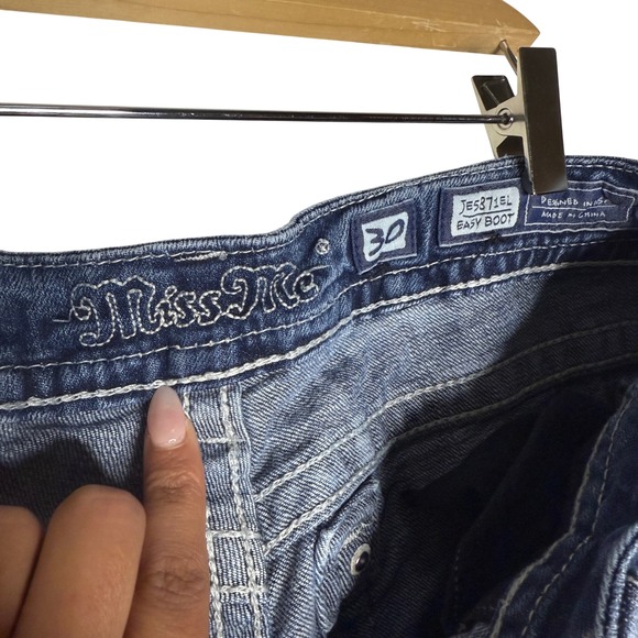 Miss Me Jeans Easy Boot Style JES871EL Women's Size 30 Blue Denim Rhinestone - Picture 4 of 7